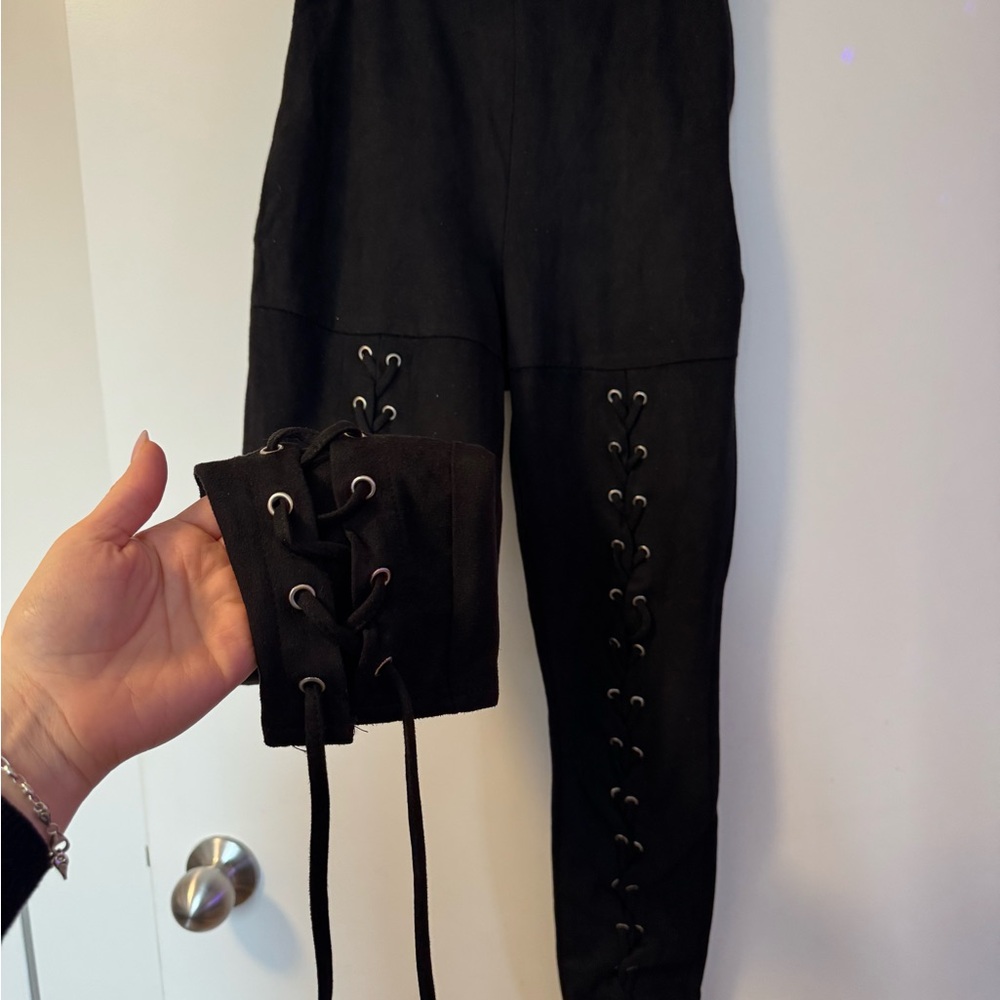 Black Lace-Up Women's Pants